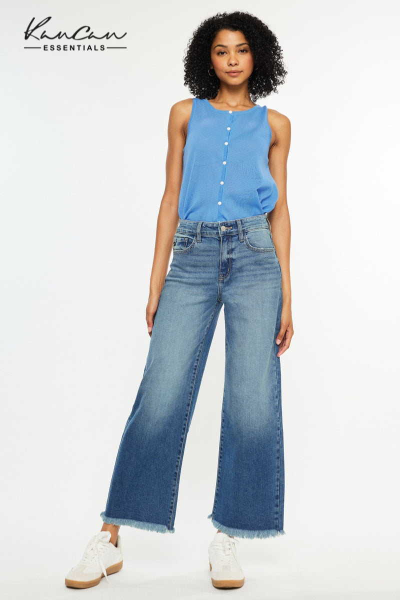 Aruli Essentials High Rise Cropped Wide Leg Jeans - Official Kancan USA