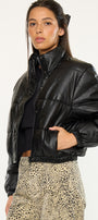 Taylor Cropped Faux Leather Puffer Jacket - Official Kancan USA