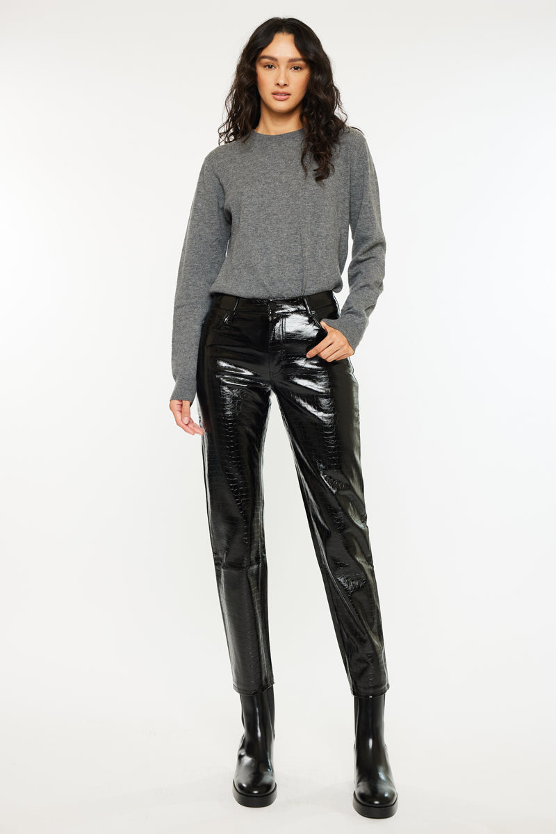 Josephine Faux Leather Mom Fit Pants – Kancan USA