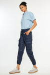 Nelly High Rise Faux Leather Cargo Joggers - Official Kancan USA