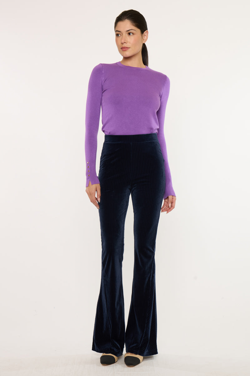 Gracey High Rise Velvet Flare Pants | Kancan USA