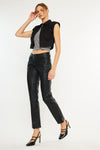 Mercury Mid Rise Y2K Faux Leather Bootcut Jeans (Petite)