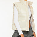 Frida Cropped Faux Leather Puffer Vest - Official Kancan USA