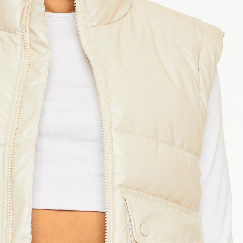 Frida Cropped Faux Leather Puffer Vest - Official Kancan USA