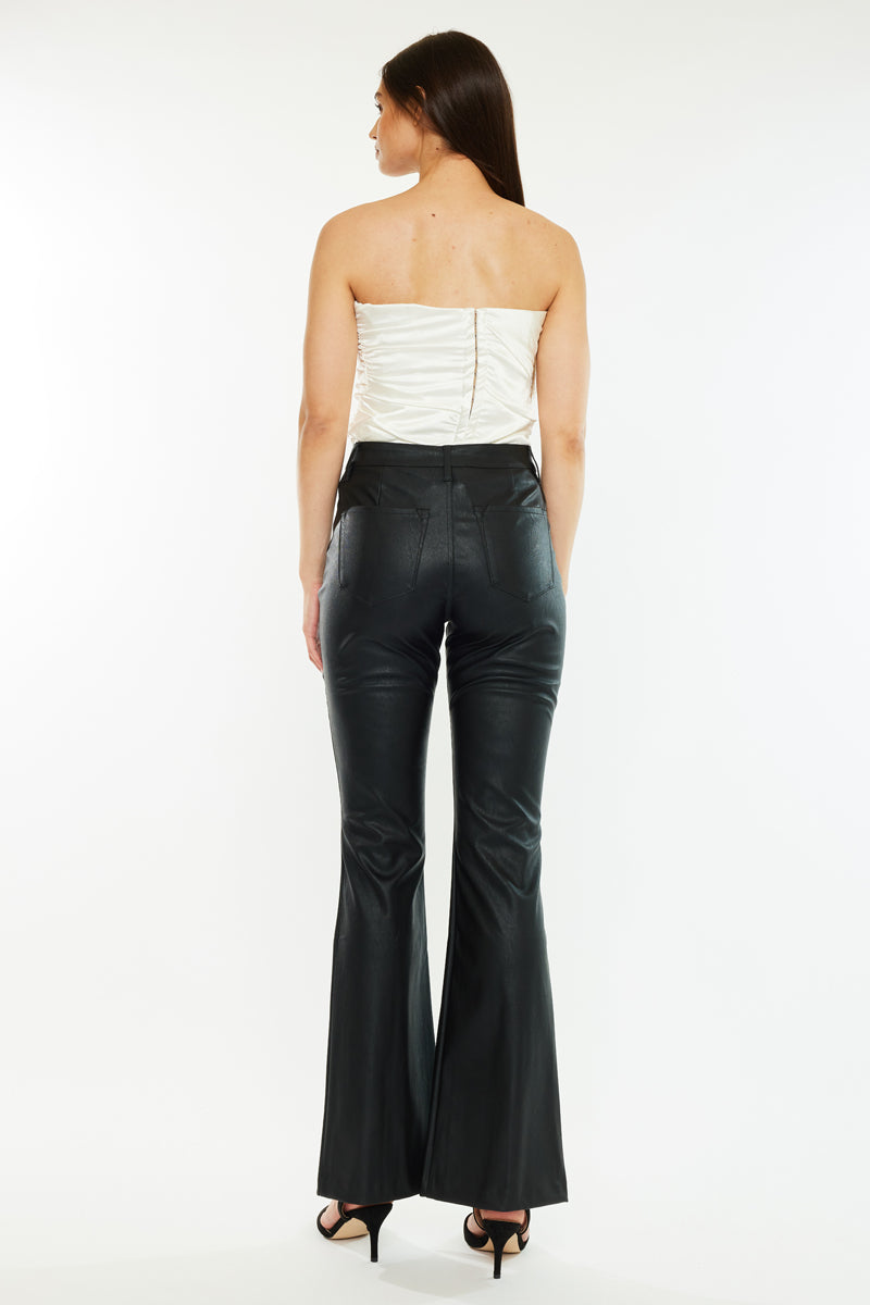 Mars High Rise Faux Leather Bootcut Jeans Official Kancan USA