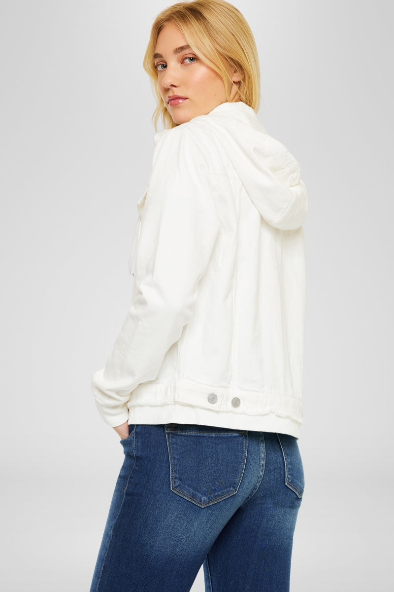 Eleni White Denim Hoodie Jacket – Cozy & Stylish | Kancan USA