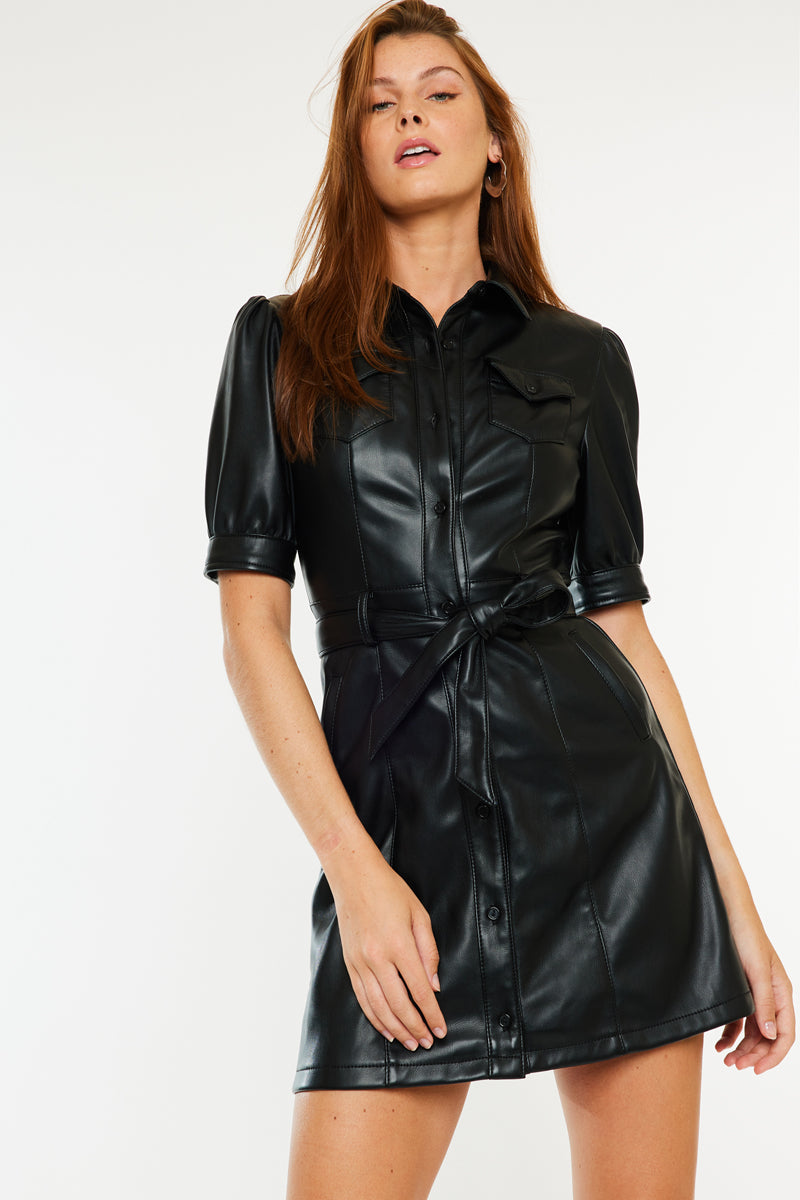 Neva Faux Leather Dress M