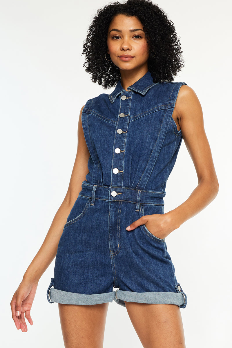 Maite Sleeveless Denim Romper - Official Kancan USA