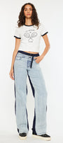 Miranda High Rise Pull On Wide Leg Jeans - Official Kancan USA