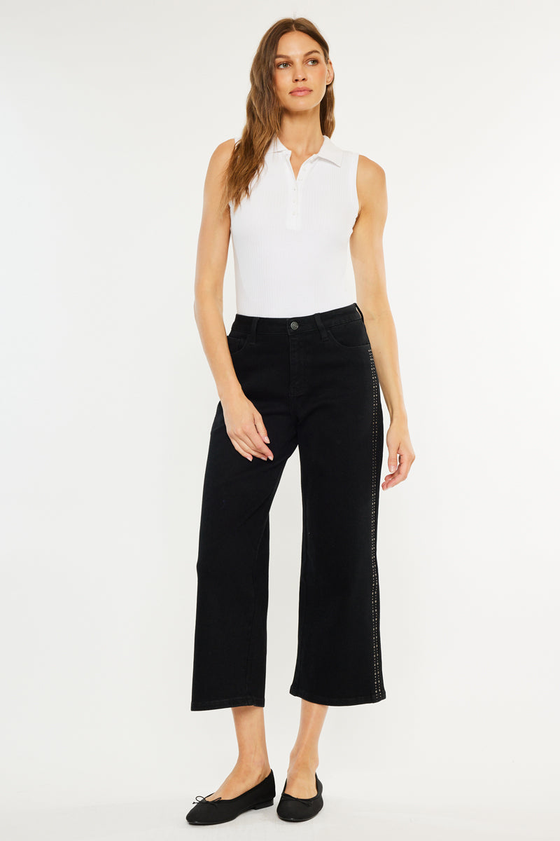 Sterling High Rise Crop Wide Leg Jeans - Official Kancan USA