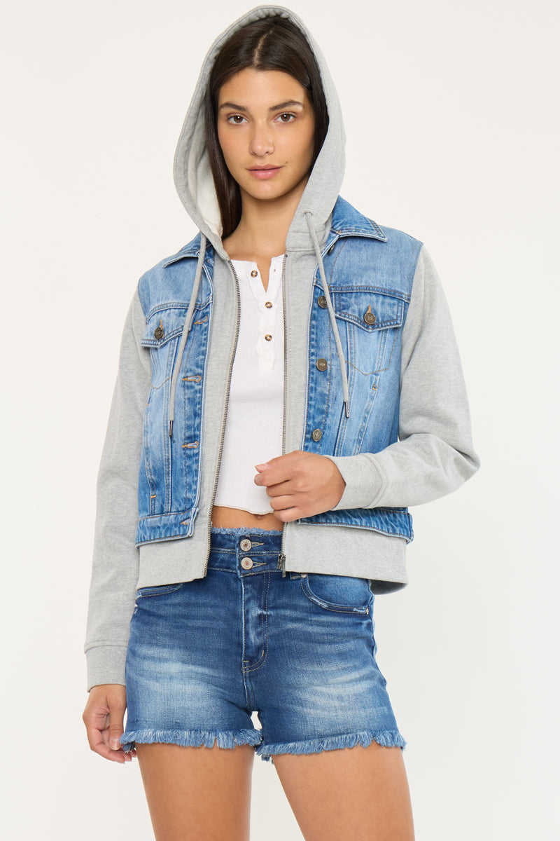 Kenzie Denim Hoodie Jacket | Casual Layered Style – Kancan USA