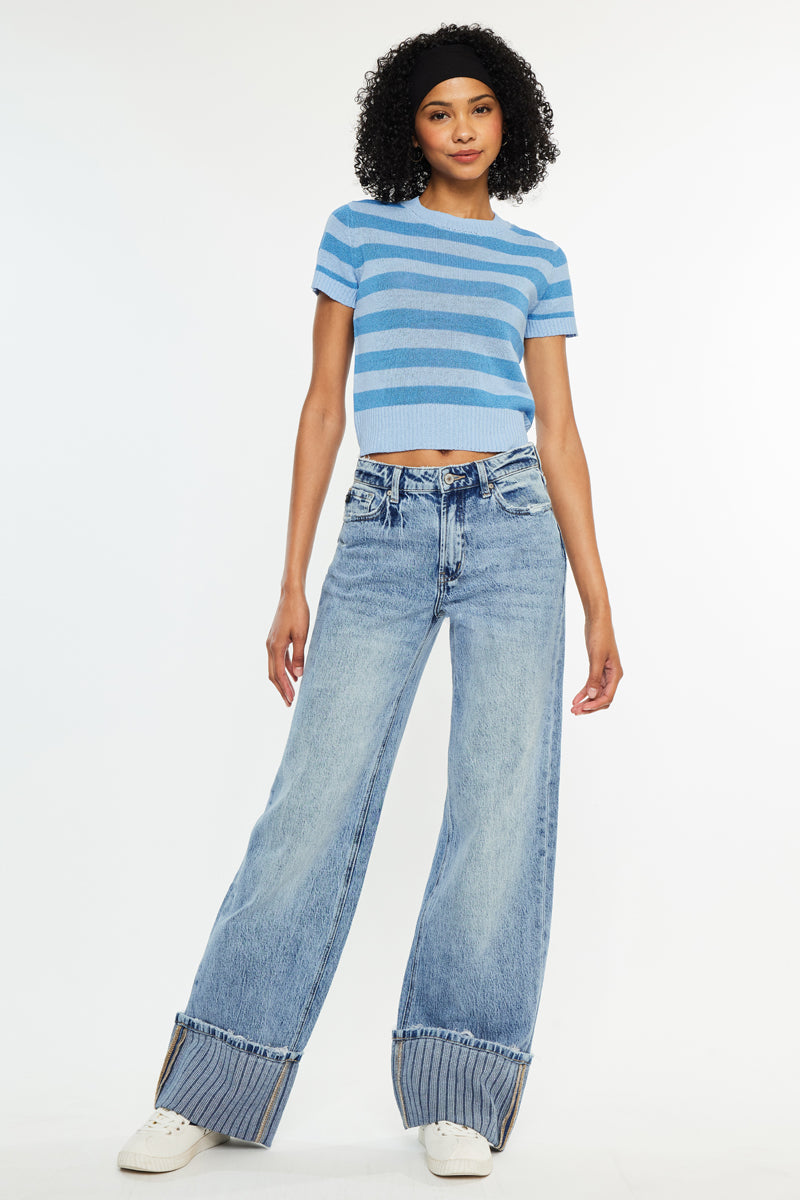 Petal High Rise Wide Leg Jean - Official Kancan USA