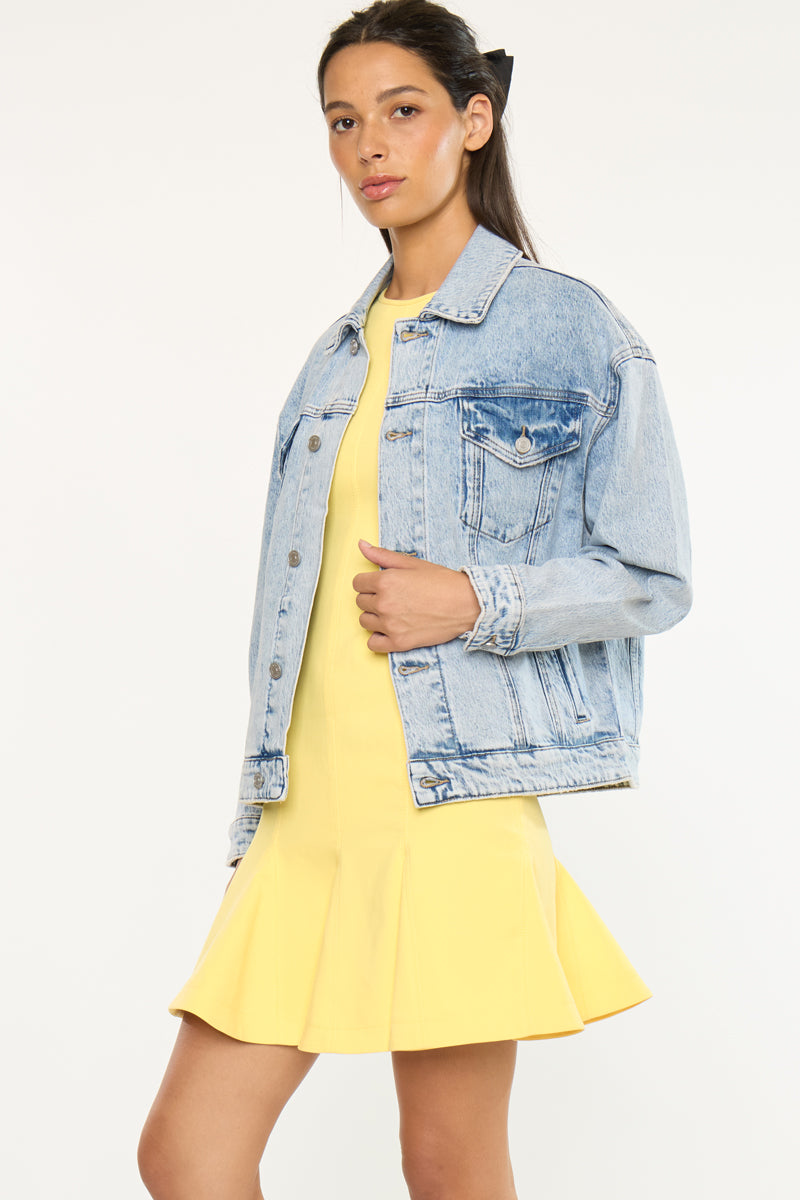 Illanie Oversized Denim Jacket – Relaxed Fit – Kancan USA