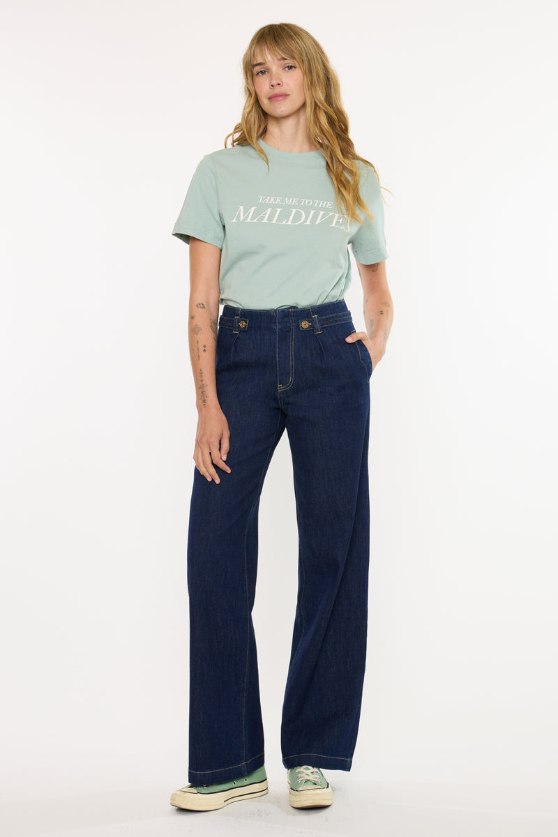 Niveah High Rise Wide Trouser – Comfort Stretch Fit – Kancan USA