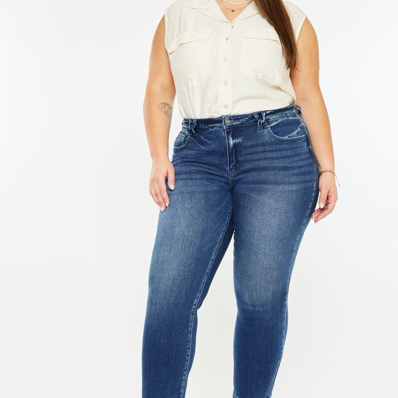 Candice Mid Rise Slim Straight Fit Jeans (Plus Size) - Official Kancan USA