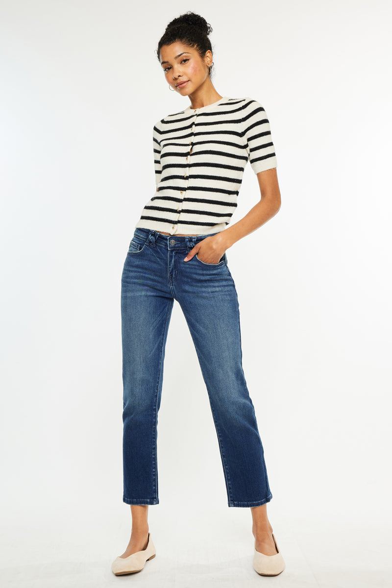 Dolores Mid Rise Slim Straight Leg Fit Jeans - Official Kancan USA