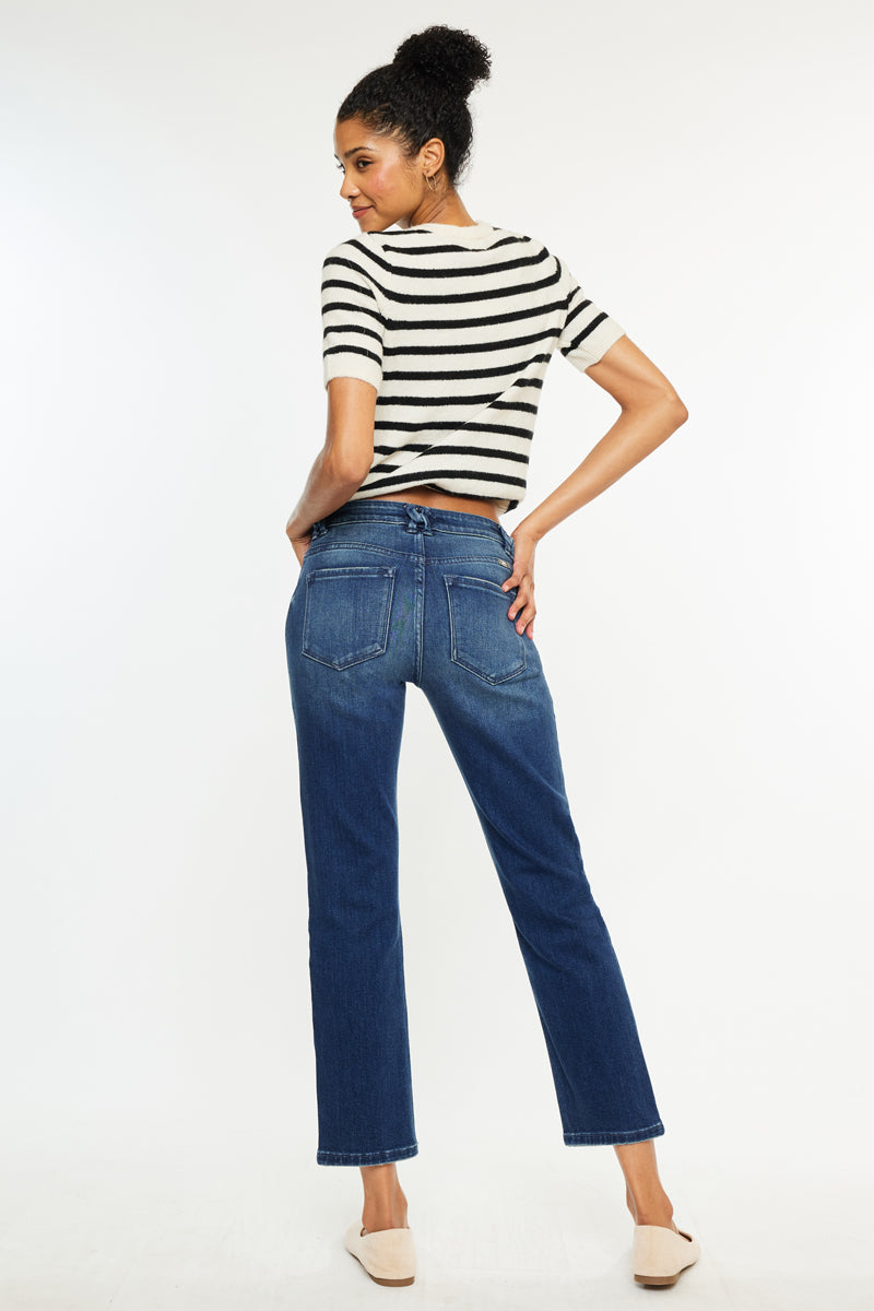 Dolores Mid Rise Slim Straight Leg Fit Jeans - Official Kancan USA