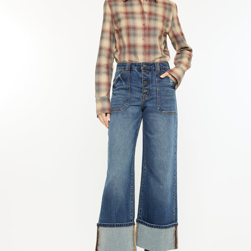 Beanie High Rise Ankle Wide Leg Jeans - Official Kancan USA