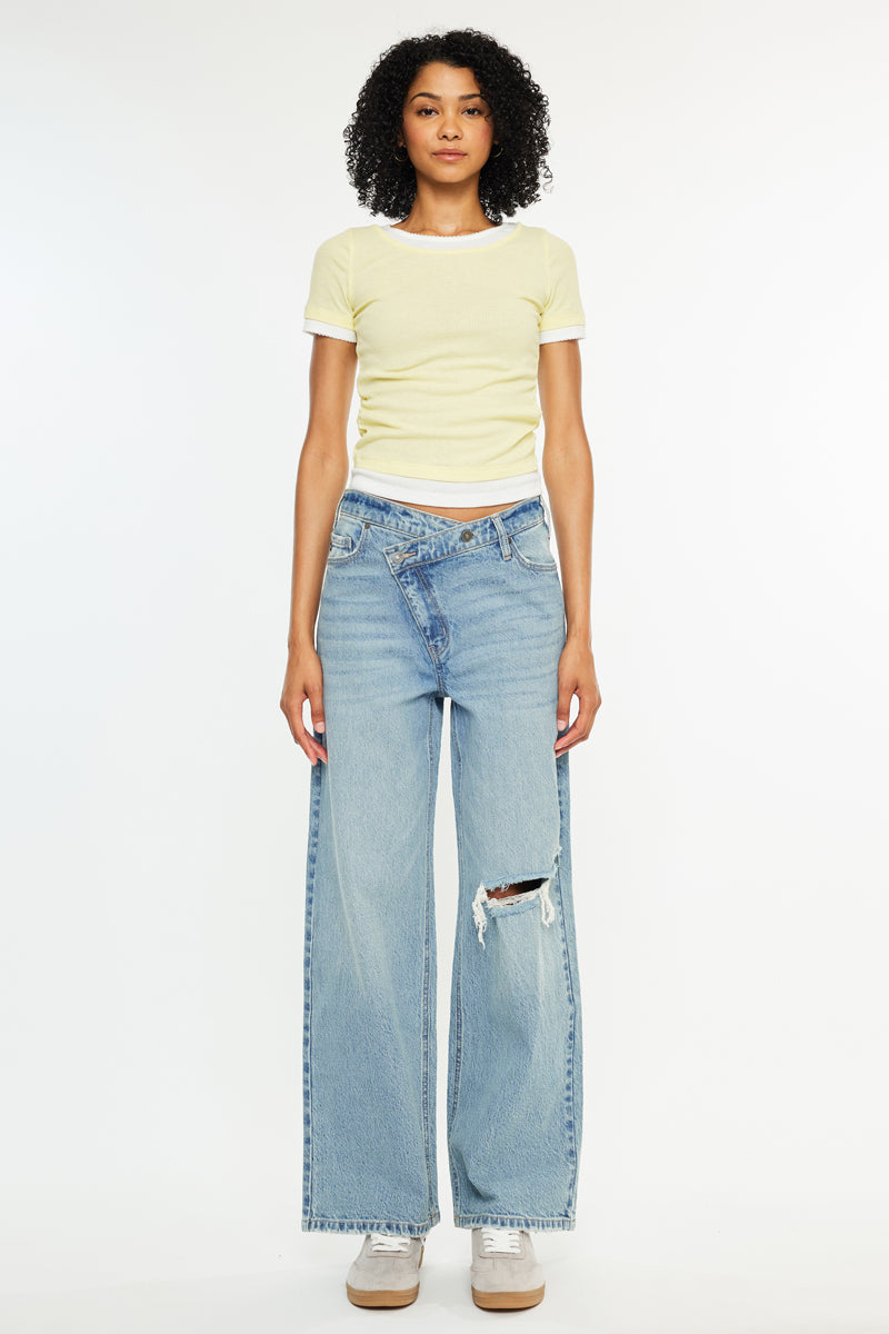 Cynn Low Slung Crossover Wide Jeans - Official Kancan USA