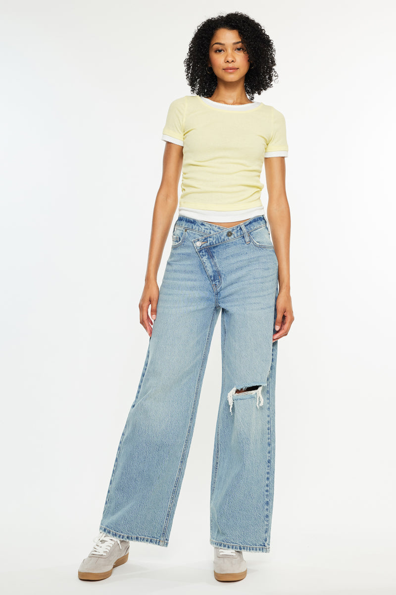 Cynn Low Slung Crossover Wide Jeans - Official Kancan USA