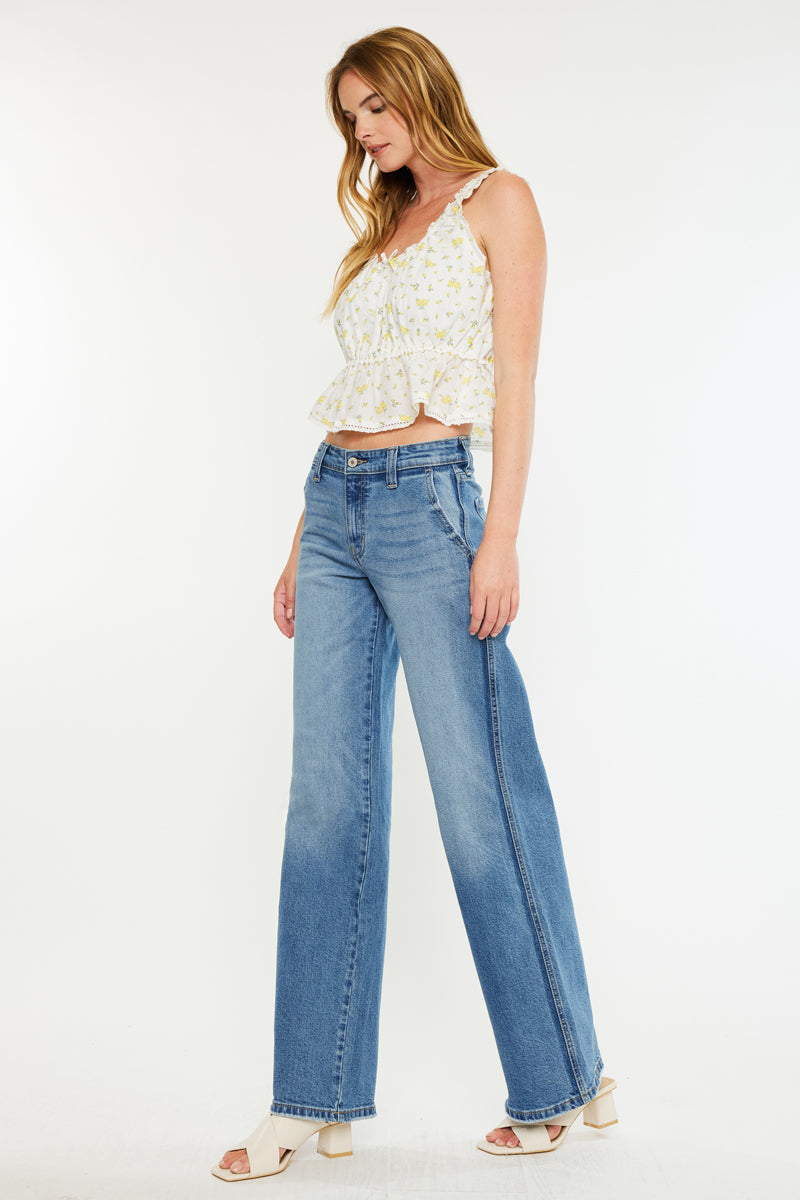 Bram Mid Rise Wide Jeans - Official Kancan USA