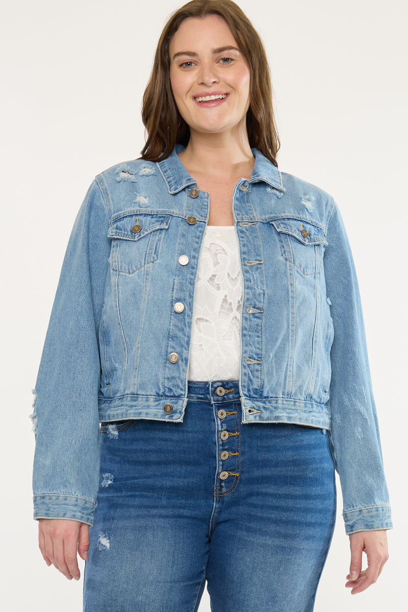 Aria Classic Trucker Denim Jacket (Plus Size) | Kancan USA