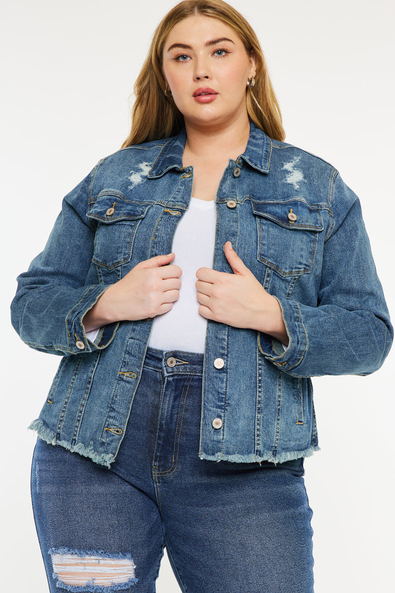 Mona Denim Jacket (Plus Size) | Kancan USA