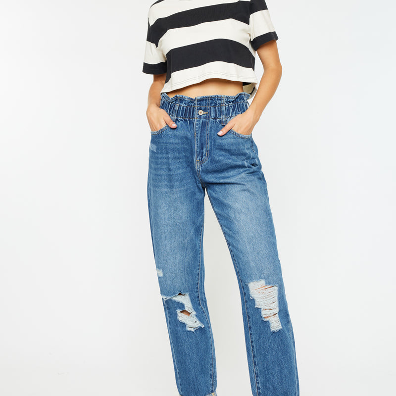 Olivia Ultra High Rise Paperbag Boyfriend Jeans - Official Kancan USA