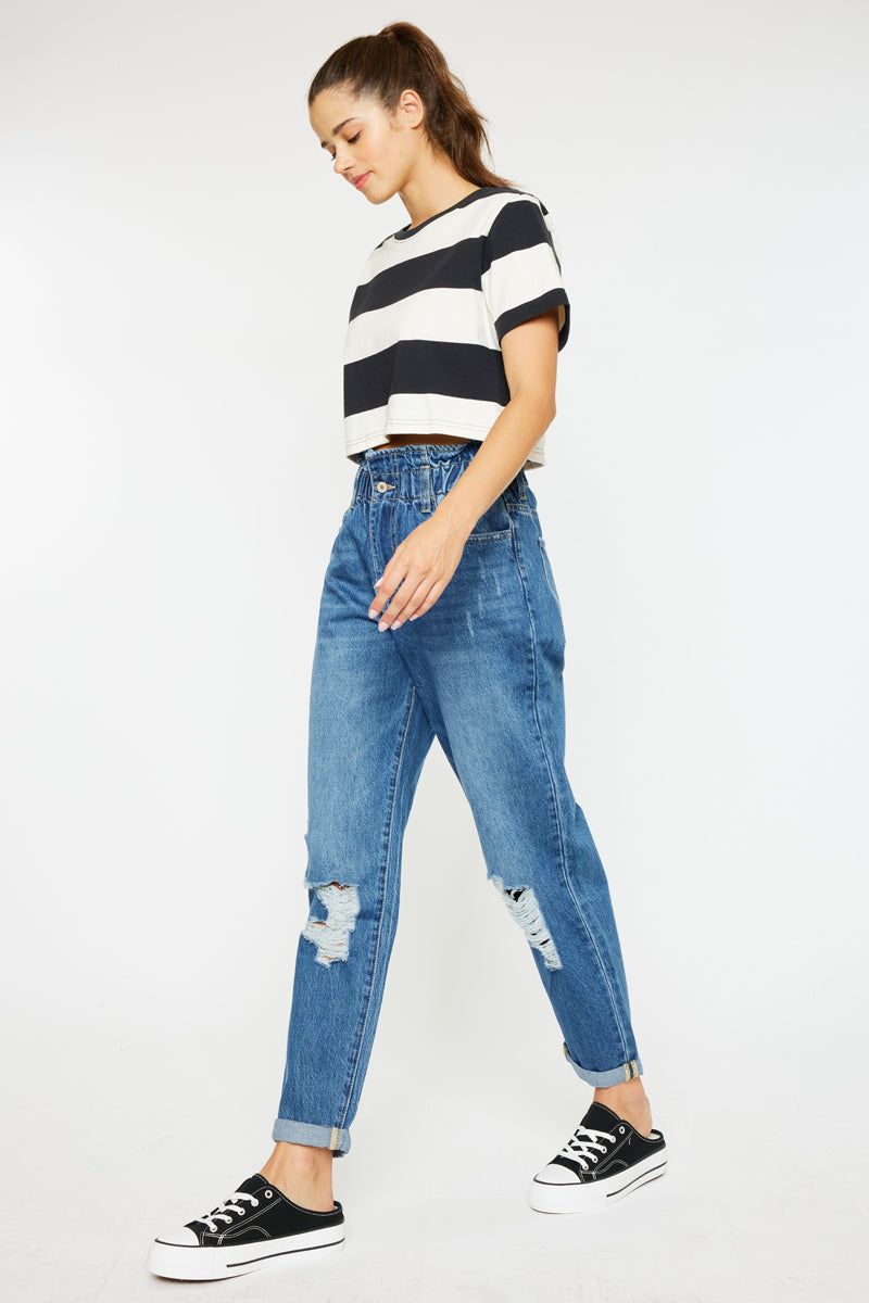 Olivia Ultra High Rise Paperbag Boyfriend Jeans - Official Kancan USA