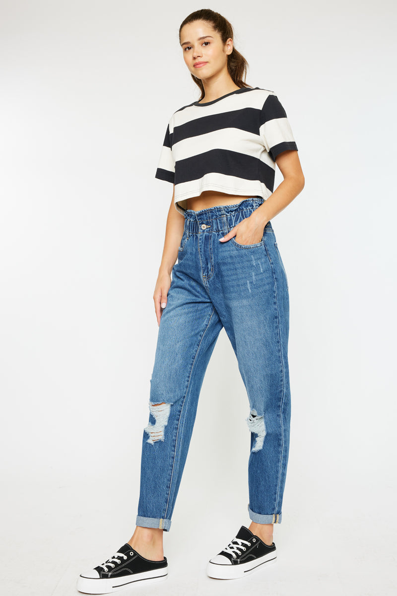 Olivia Ultra High Rise Paperbag Boyfriend Jeans - Official Kancan USA