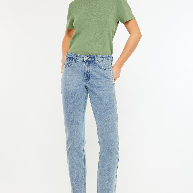 Evelyn Mid Rise Slim Straight Leg Jeans - Official Kancan USA