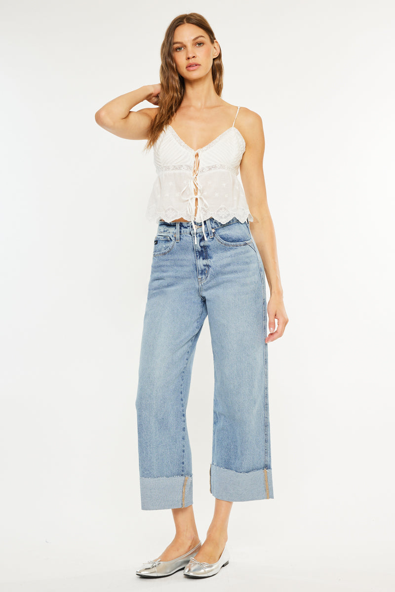 Alfie 90's Cropped Wide Leg Jeans – Kancan USA - Main Image