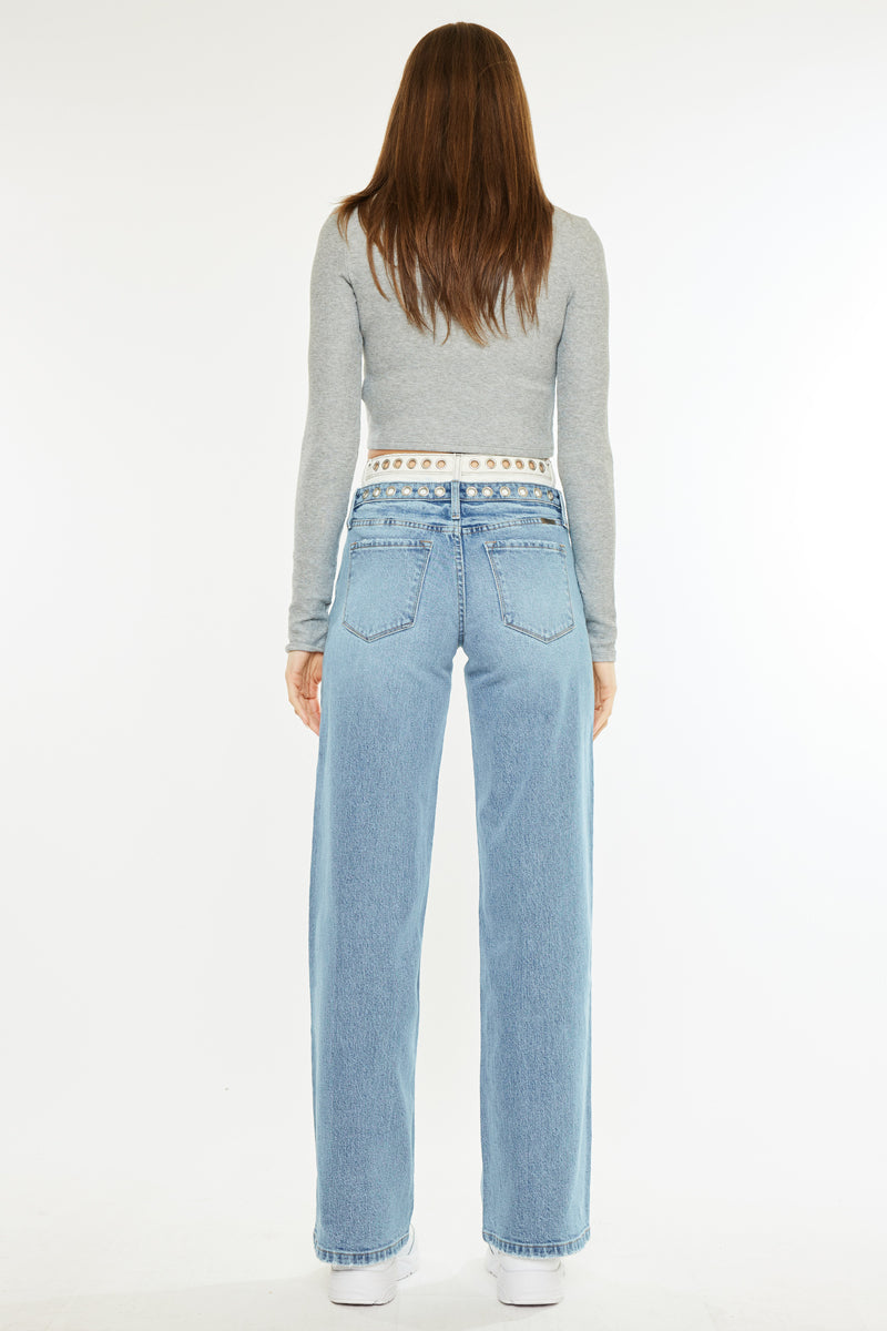 Caitlin High Rise Wide Leg Jeans - Official Kancan USA