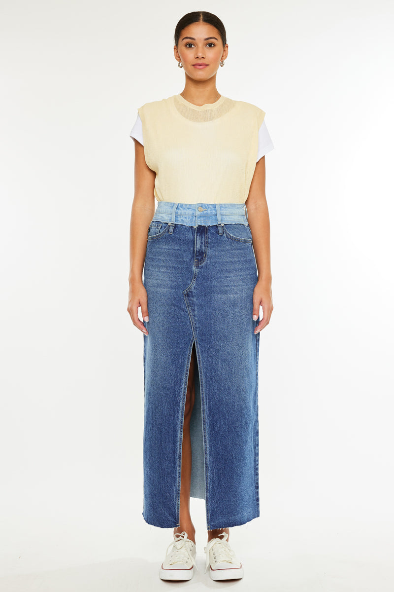 Kiki Two Tone Maxi Denim Skirt - Official Kancan USA