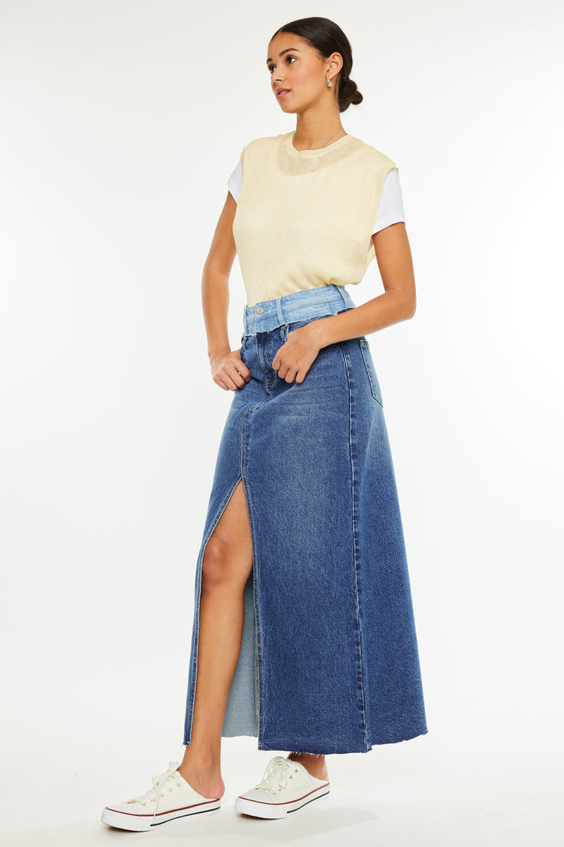 Kiki Two Tone Maxi Denim Skirt - Official Kancan USA