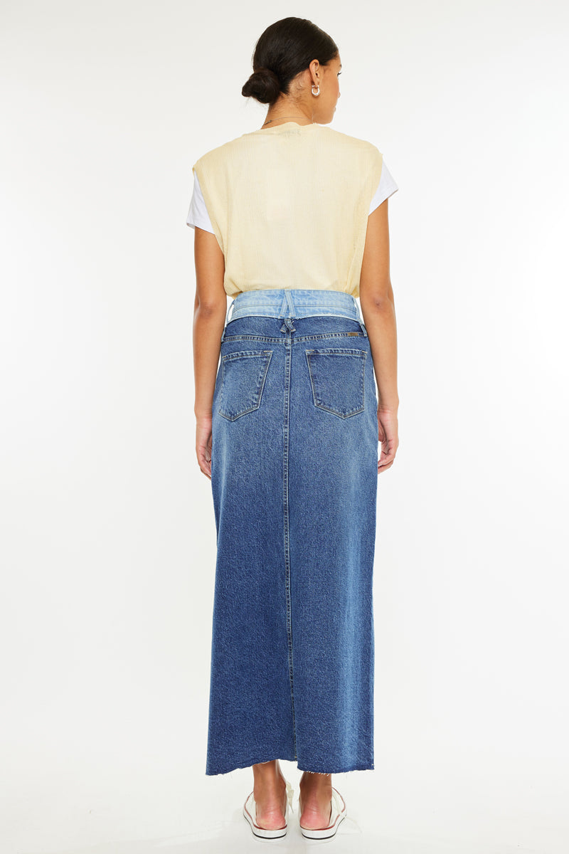 Kiki Two Tone Maxi Denim Skirt - Official Kancan USA