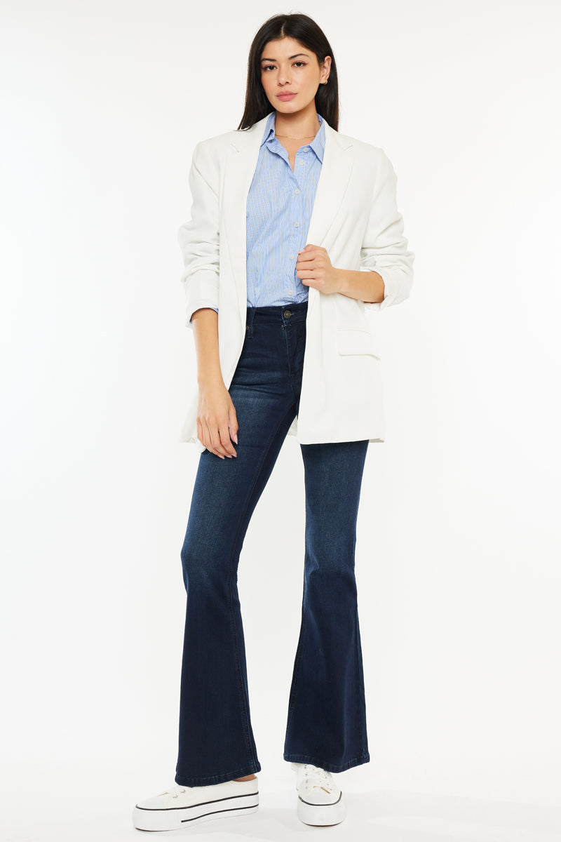 Cincine - Mid Rise Plain Flared Dress Pants