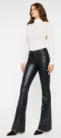 Kiwi Mid Rise Faux Leather Flare Jeans - Official Kancan USA