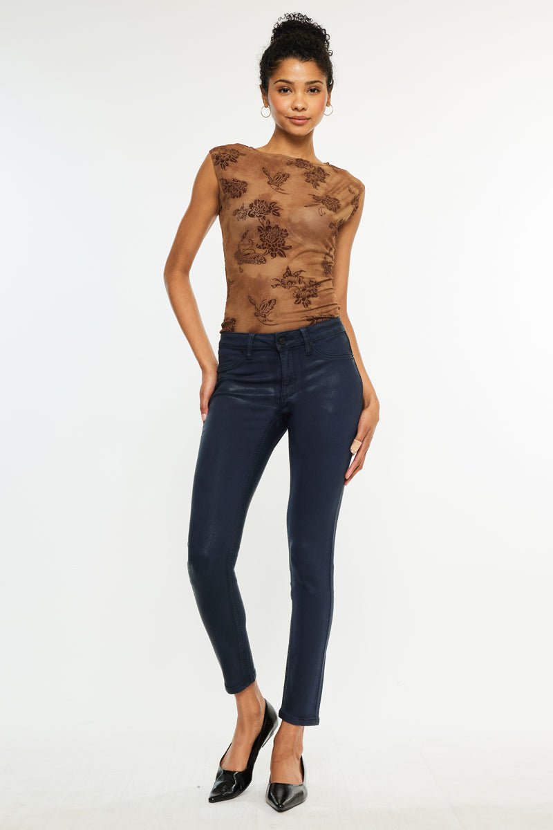 Mellie High Rise Coated Skinny Jeans - Official Kancan USA