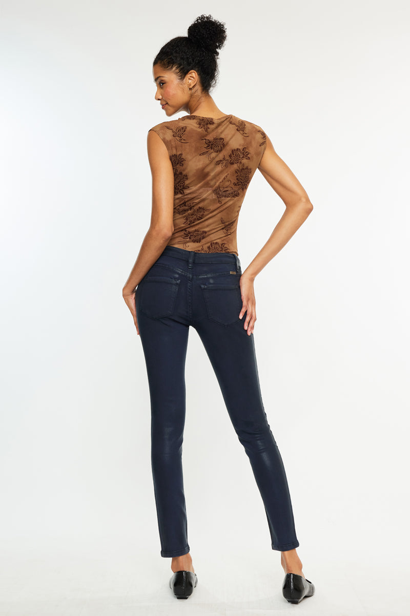 Mellie High Rise Coated Skinny Jeans - Official Kancan USA