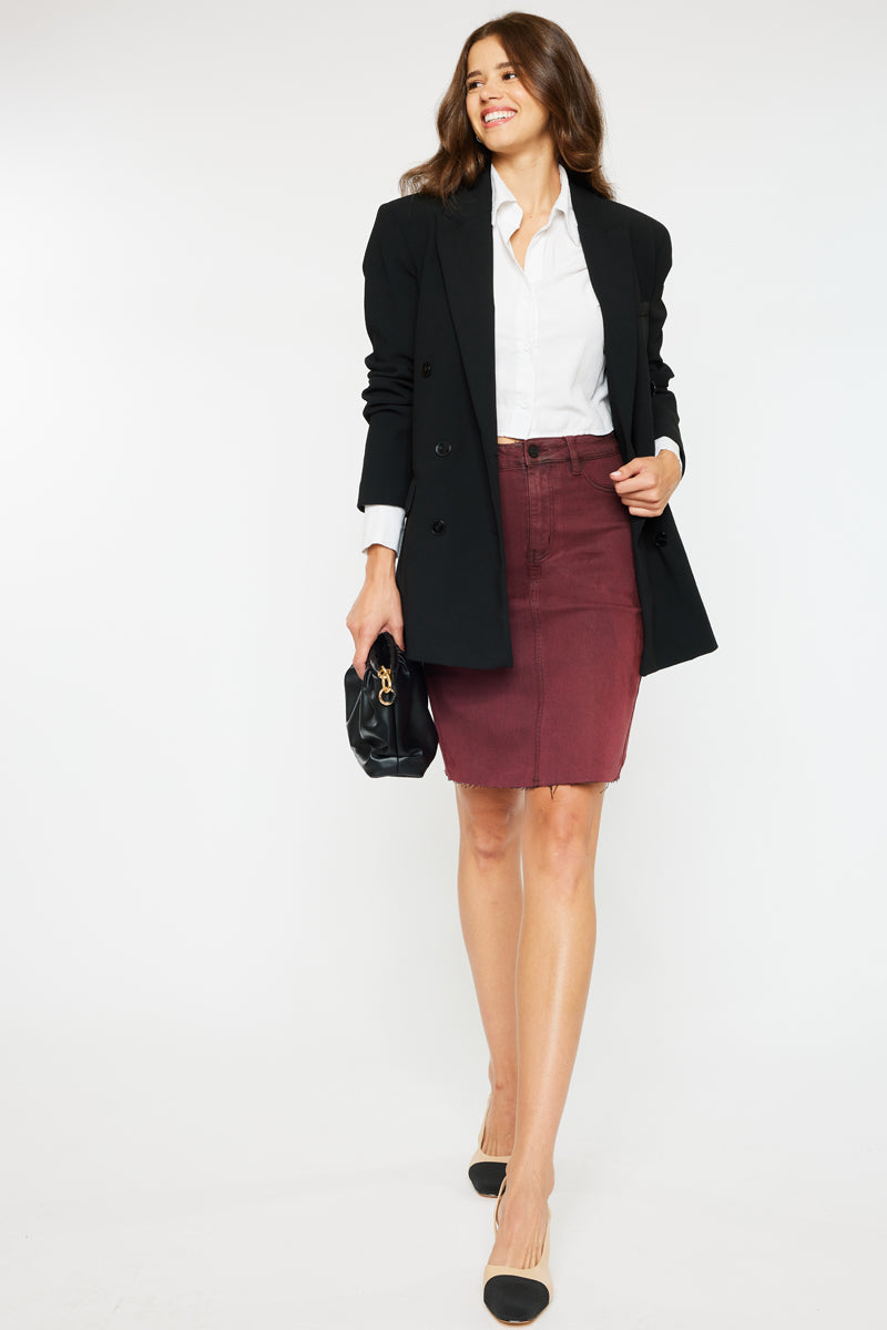 Zane High Rise Coated Midi Skirt - Official Kancan USA
