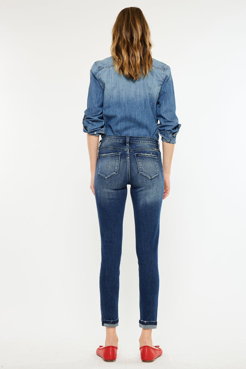 Coco Mid Rise Patched Ankle Skinny Jeans - Official Kancan USA