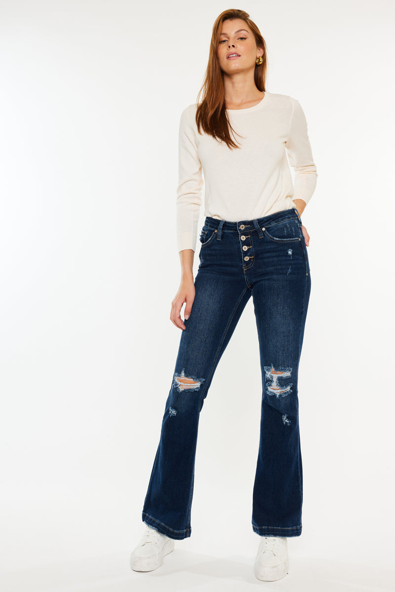 Jaden Mid Rise Flare (Petite) | Kancan USA