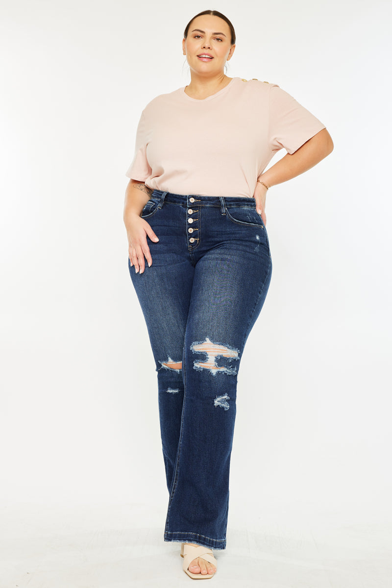 Harley Mid Rise Flare Jeans (Plus Size) - Official Kancan USA