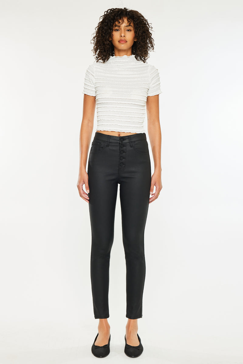 Autumn High Rise Faux Leather Ankle Skinny Pants - Official Kancan USA
