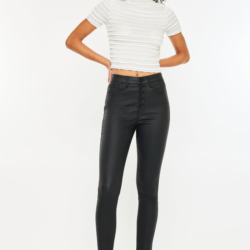 Autumn High Rise Faux Leather Ankle Skinny Pants - Official Kancan USA