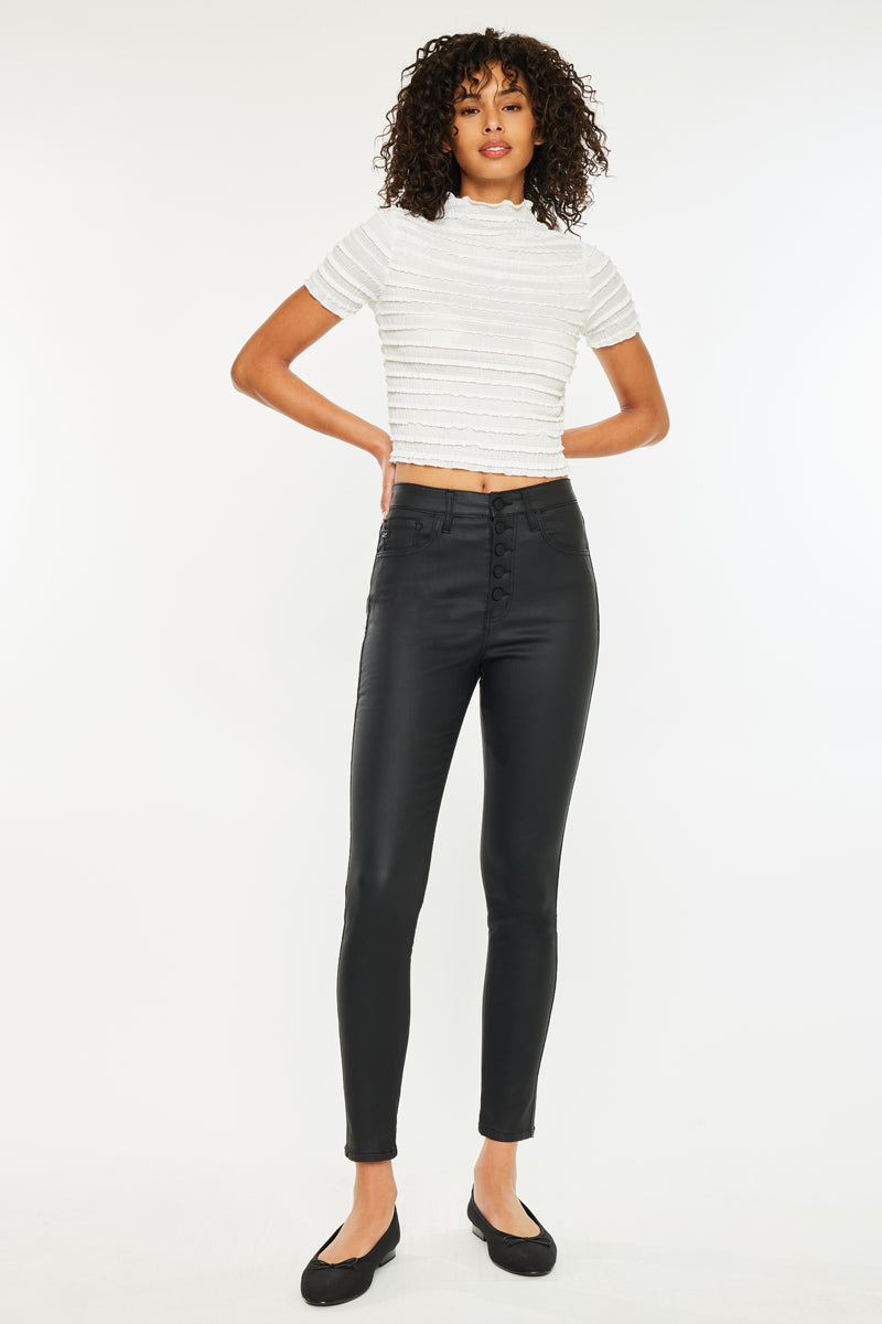 Autumn High Rise Faux Leather Ankle Skinny Pants - Official Kancan USA