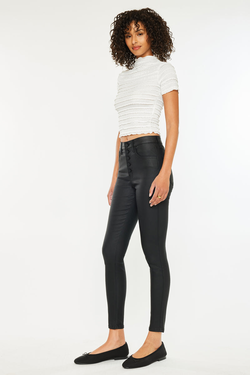 Autumn High Rise Faux Leather Ankle Skinny Pants - Official Kancan USA