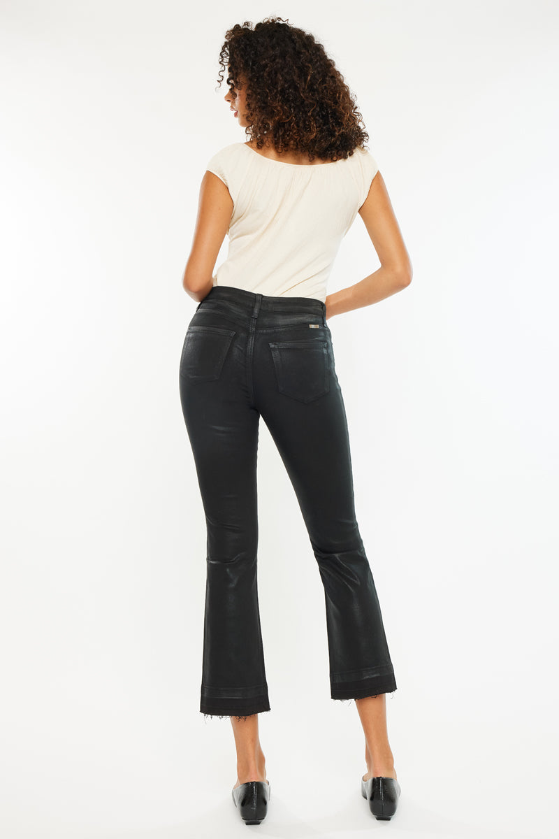 Rosé High Rise Faux Leather Kick-Flare Pants - Official Kancan USA
