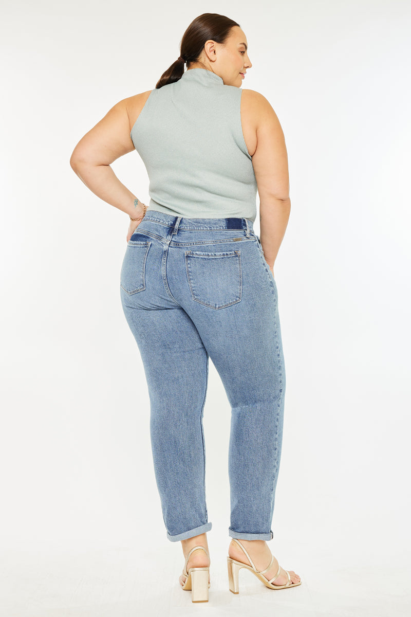 Carmelita  Mid Rise Slim Boyfriend Jeans (Plus Size) - Official Kancan USA